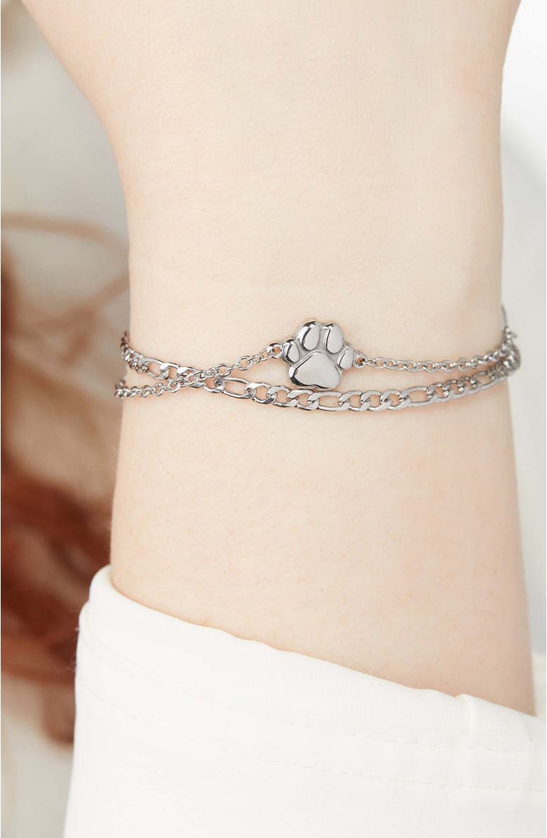 Alex and Ani Paw Stranded Bracelet Set, Alternate, color, Silver