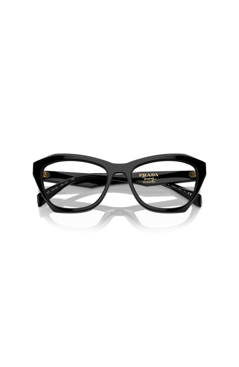 Prada 54mm Butterfly optical glasses, Alternate, color, Black