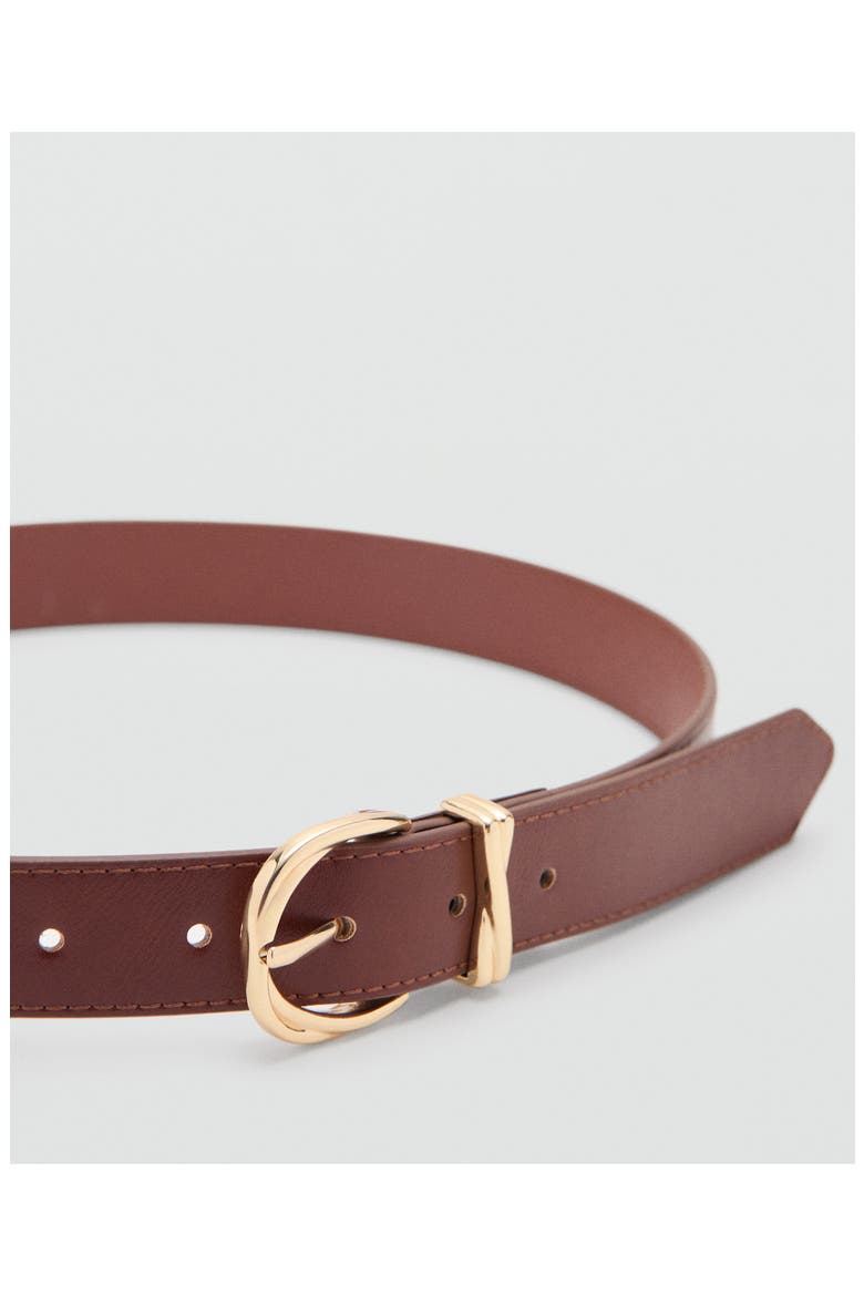 Oval Buckle Faux Leather Belt, Alternate, color, BROWN