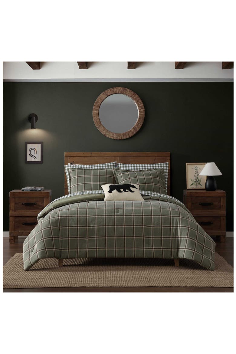 Alpine Plaid Reversible Flannel Comforter & Sham Set, Alternate, color, GREEN