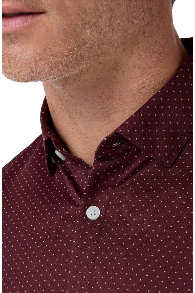 Halyard Trim Fit Dot Performance Button-Up Shirt, Alternate, color, MERLOT TONAL DOT