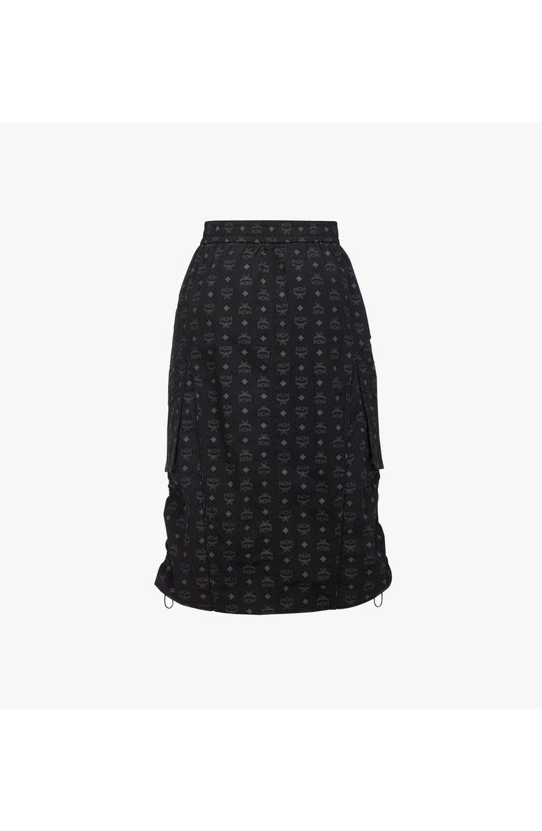 MCM Monogram Midi Skirt in Recycled Nylon, Alternate, color, Black