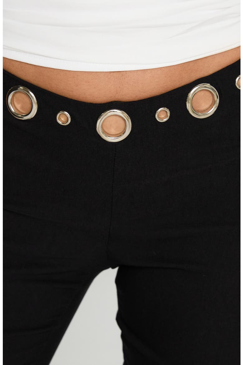 True Grit Grommet Trim Flare Pants, Alternate, color, BLACK