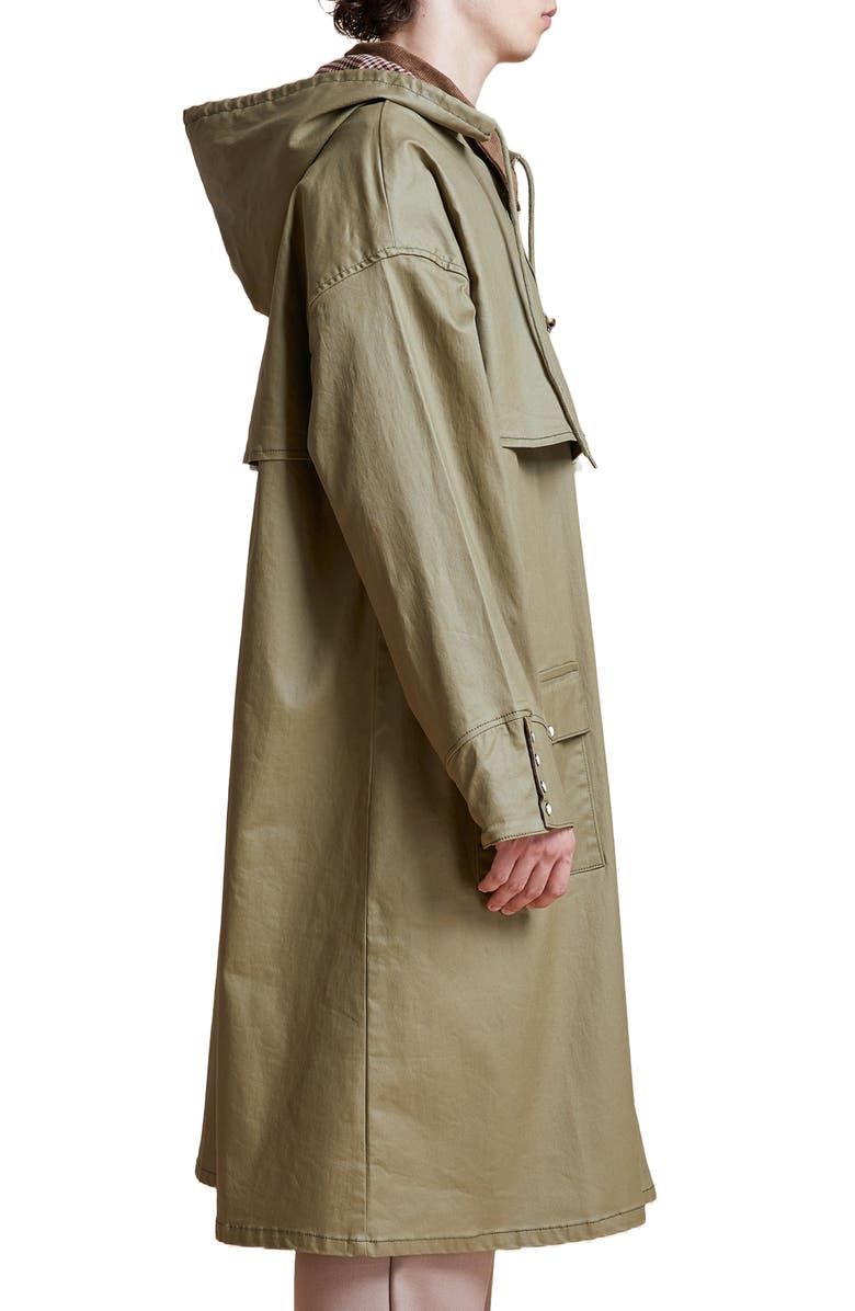 FOUND Hooded Water Resistant Waxed Cotton Blend Coat, Alternate, color, 