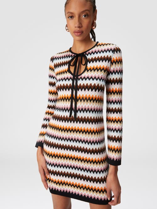 Shop Missoni Zigzag Wool Mini-dress With Contrasting Piping In Multicoloured