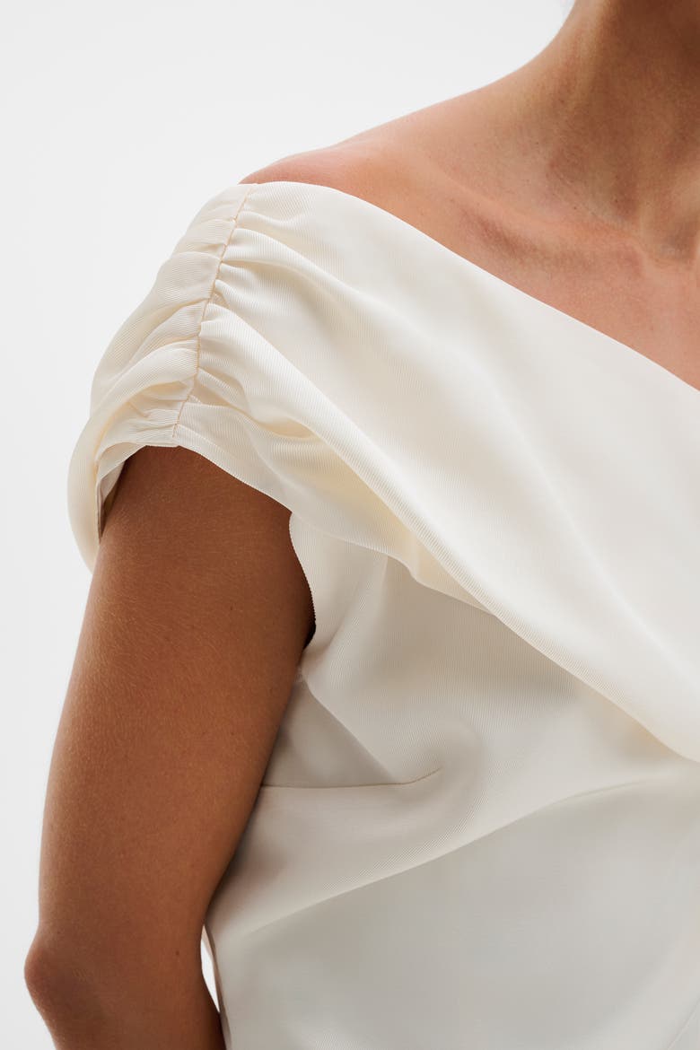 Seleah Draped Asymmetrical Top, Alternate, color, Vanilla