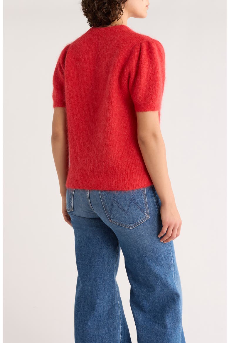 Puff Short Sleeve Suri Alpaca Blend Sweater, Alternate, color, CHERRY RED
