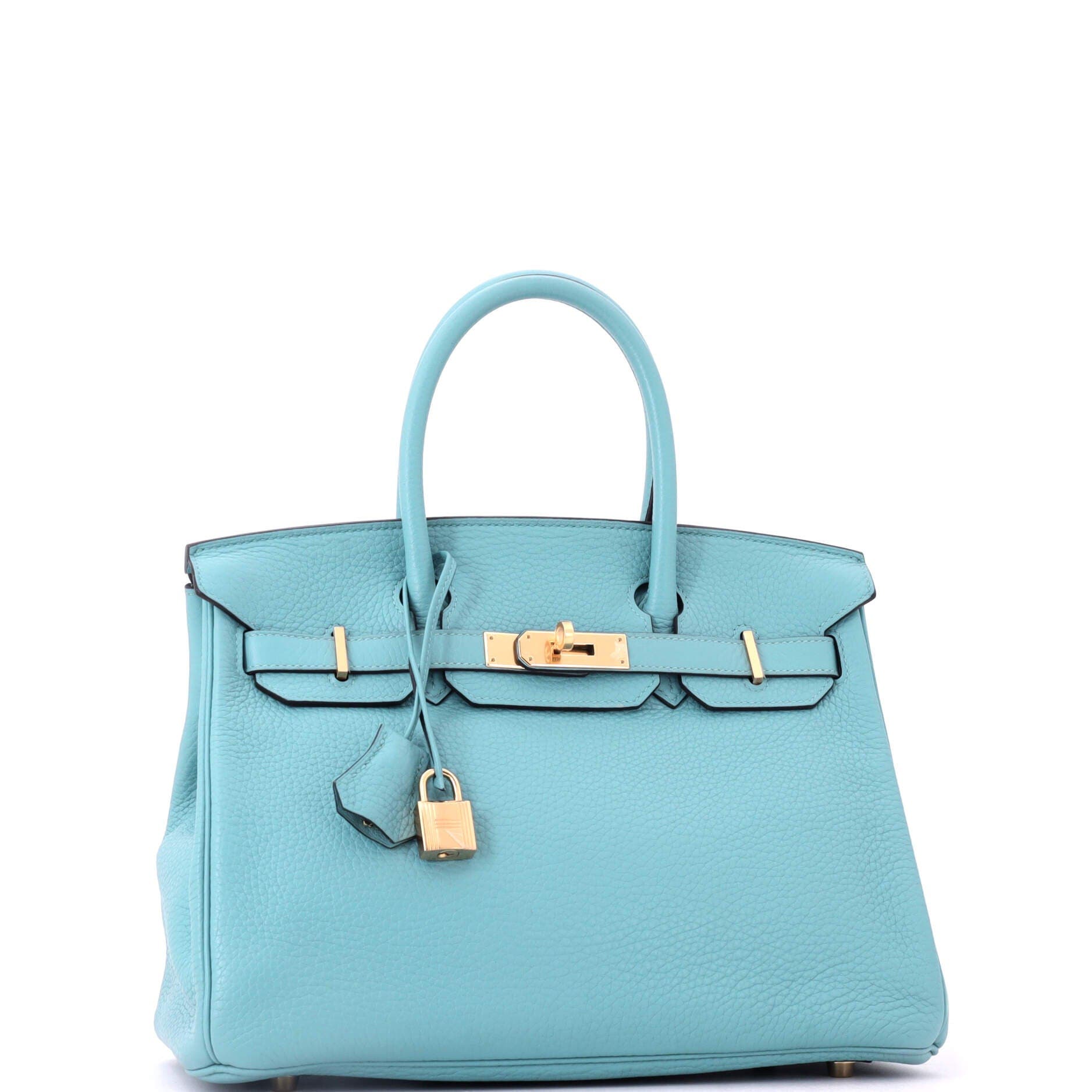Pre-Owned Hermes Birkin Handbag Blue Clemence with Gold Hardware 30, Alternate, color, Bleu Atoll