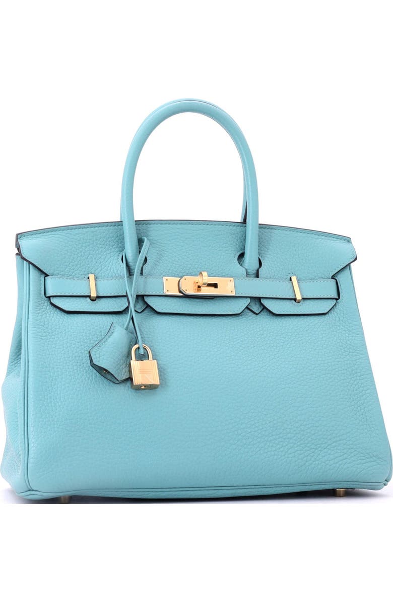 Pre-Owned Hermes Birkin Handbag Blue Clemence with Gold Hardware 30, Alternate, color, Bleu Atoll