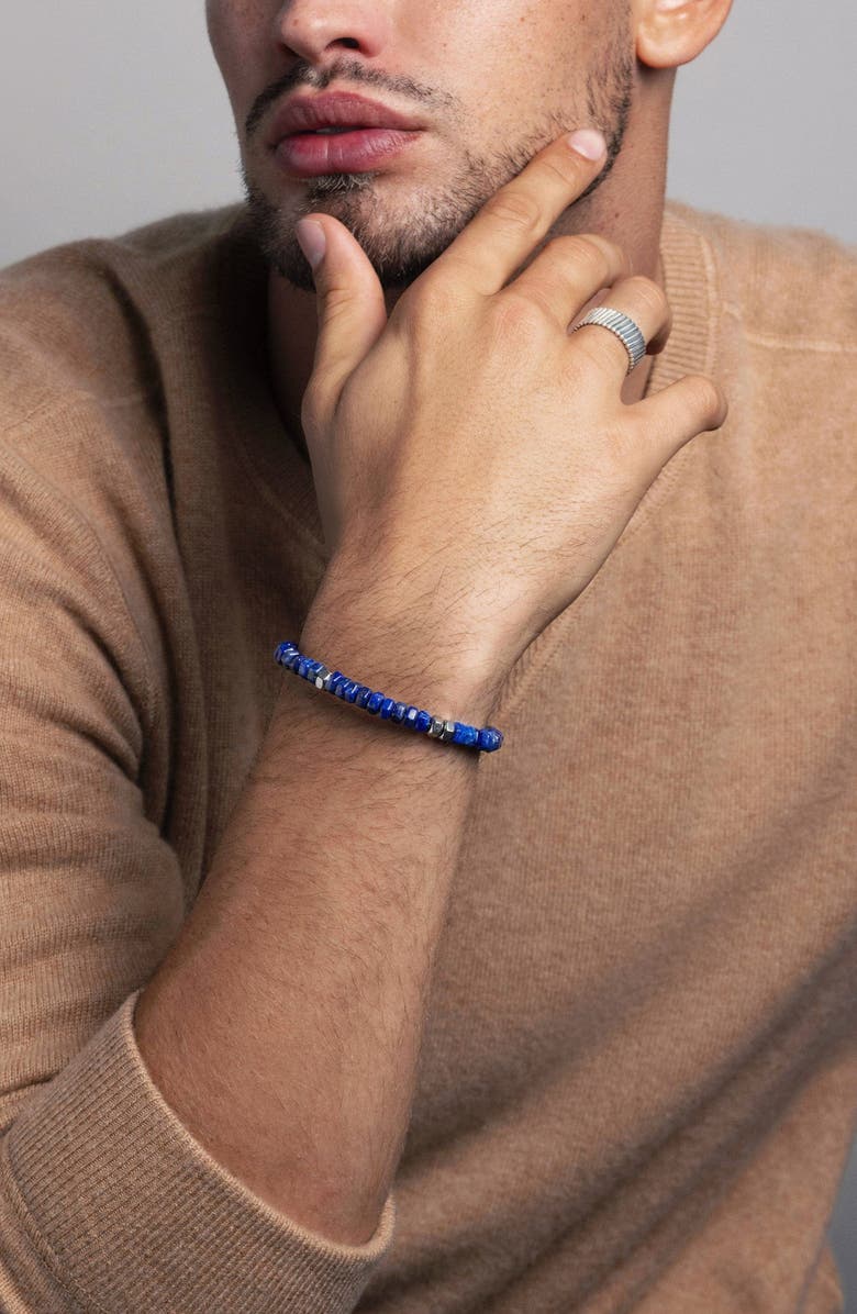 Nialaya Hexagon Blue Lapis Beaded Bracelet, Alternate, color, Blue Lapis