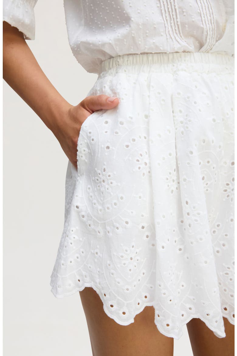 Eyelet Cotton Shorts, Alternate, color, BRIGHT WHITE