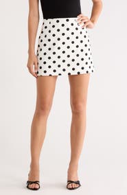 WAYF Polka Dot Linen Blend Miniskirt