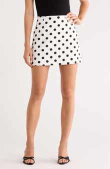 WAYF Polka Dot Linen Blend Miniskirt