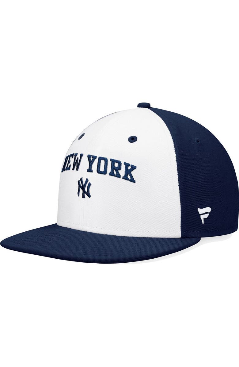 FANATICS Men's Fanatics Branded White/Navy New York Yankees Iconic Color Blocked Fitted Hat, Alternate, color, 