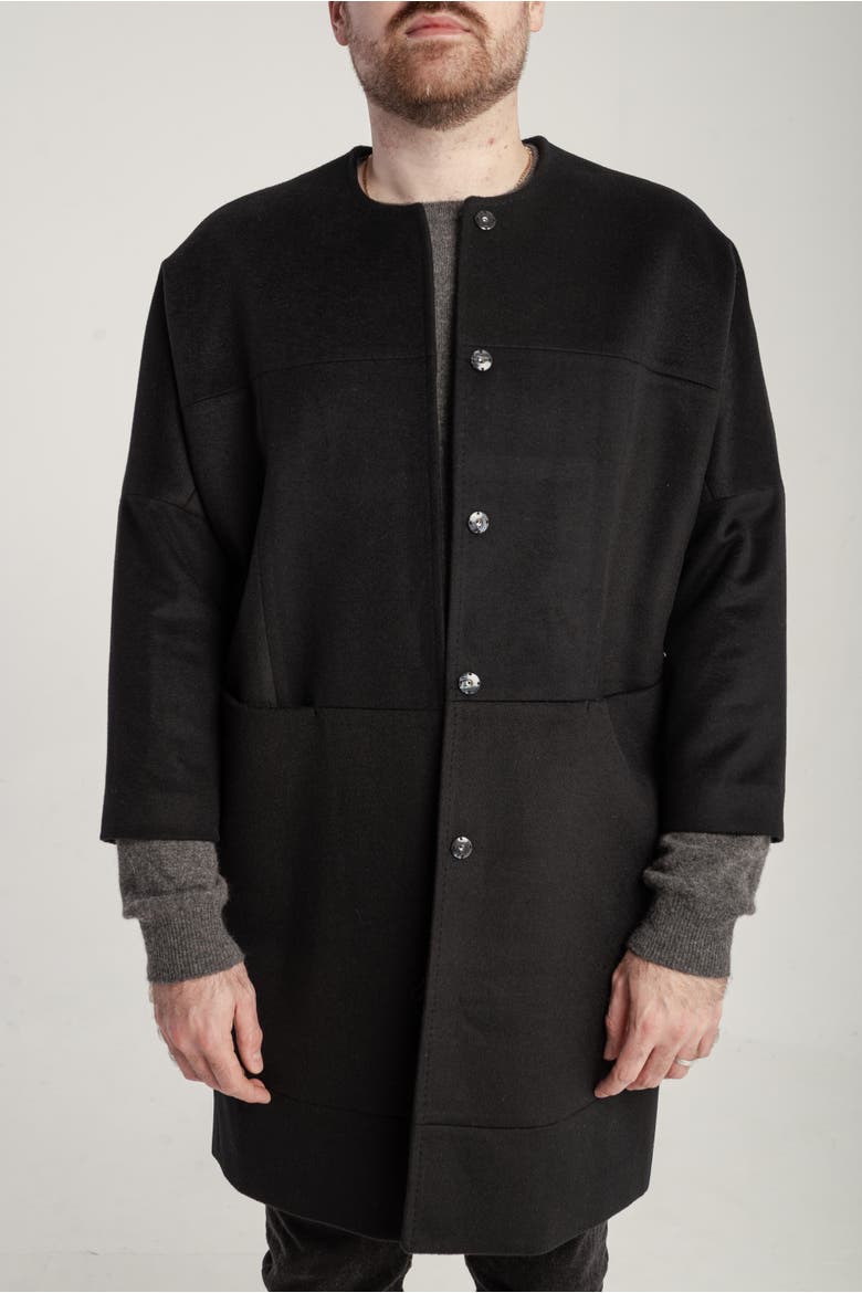 Cashmere Crew Neck Coat, Alternate, color, Black