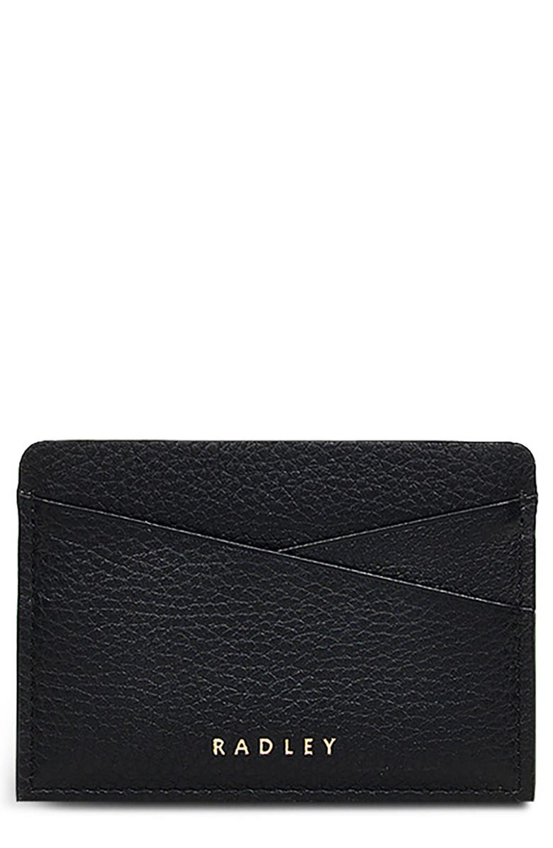 Radley Alpha Road Small Leather Card Holder, Main, color, Black
