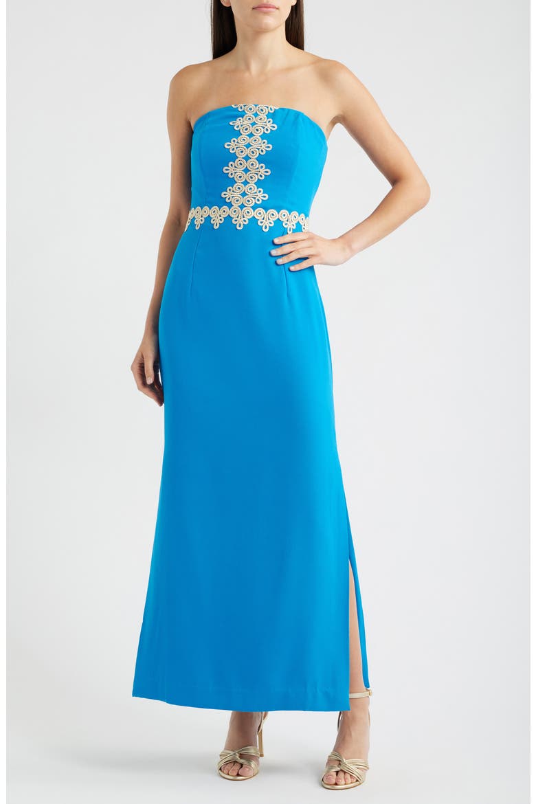 Kristella Strapless Maxi Dress, Main, color, NASSAU BLUE