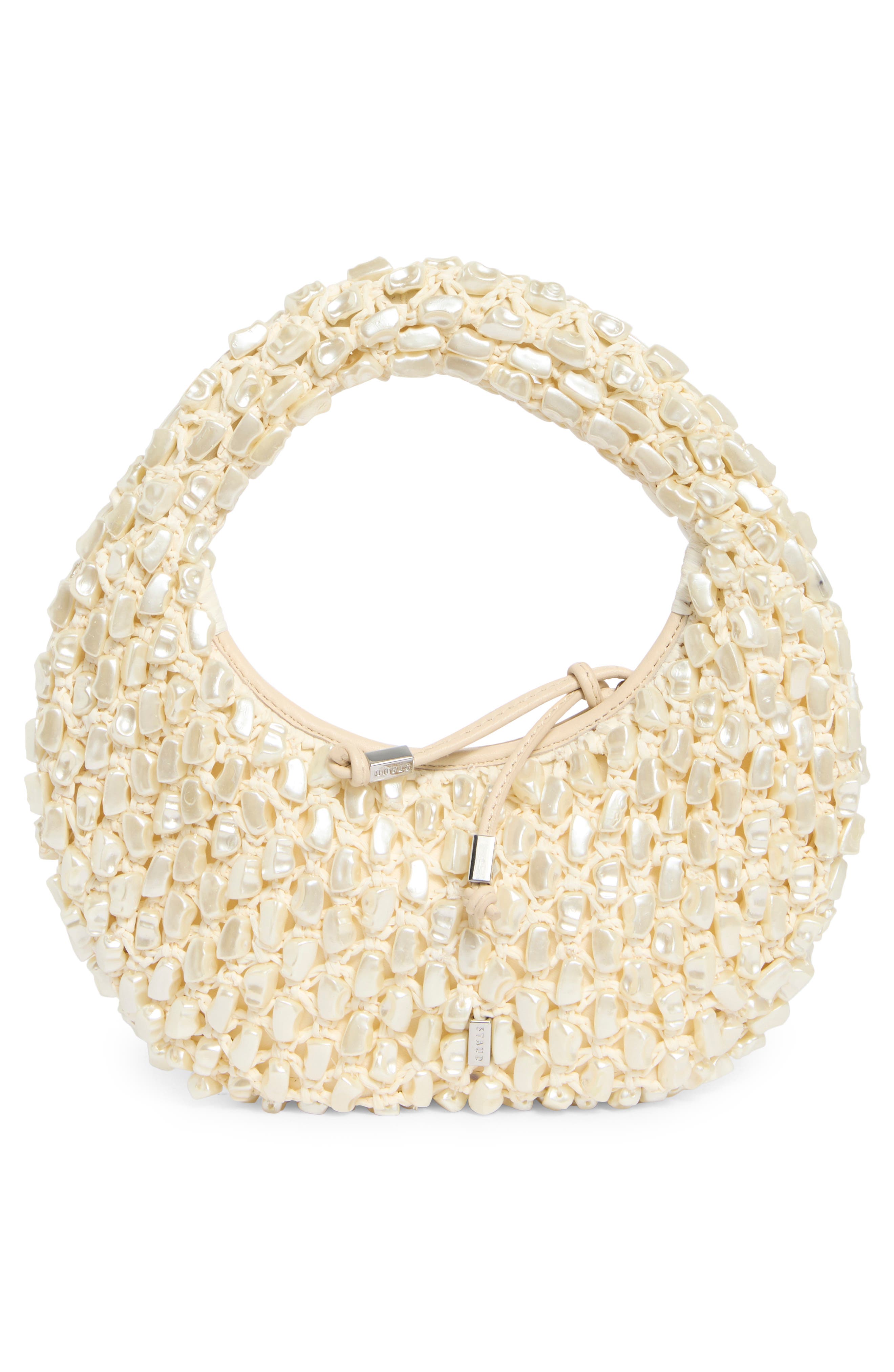 STAUD Reef Beaded Bag, Alternate, color, Cream