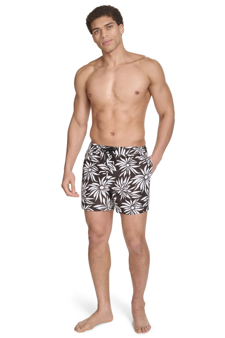 Floral Swim Trunks, Alternate, color, BLACK MULTI