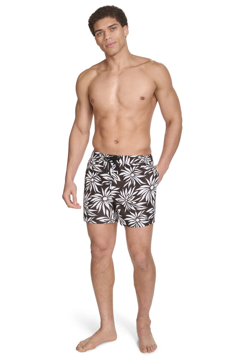 Calvin Klein Floral Swim Trunks, Alternate, color, Black Multi