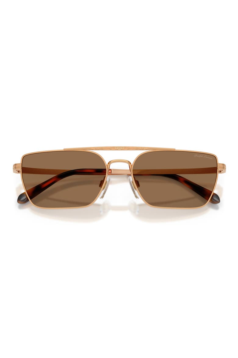 58mm Rectangle Sunglasses, Alternate, color, ANTIQUE GOLD / LIGHT BROWN