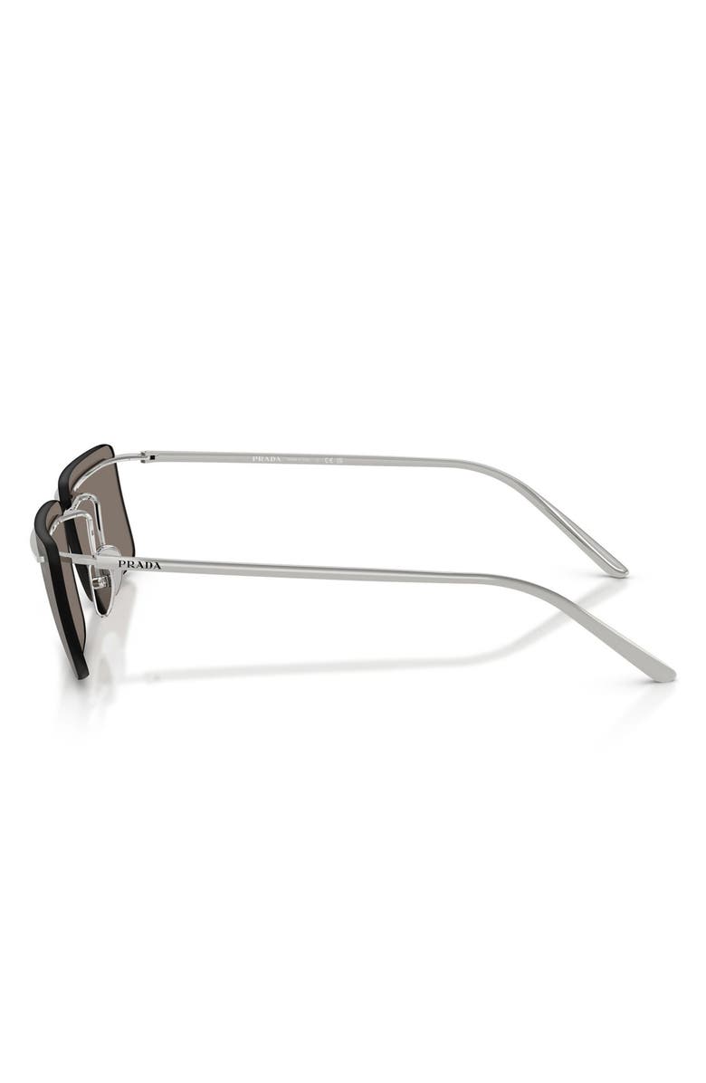 Prada 60mm Rectangular Sunglasses, Alternate, color, Silver / Light Grey Silver