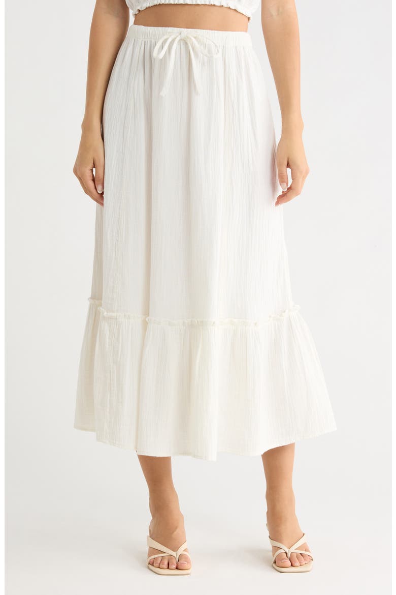 Tiered Cotton Gauze Maxi Skirt, Main, color, IVORY