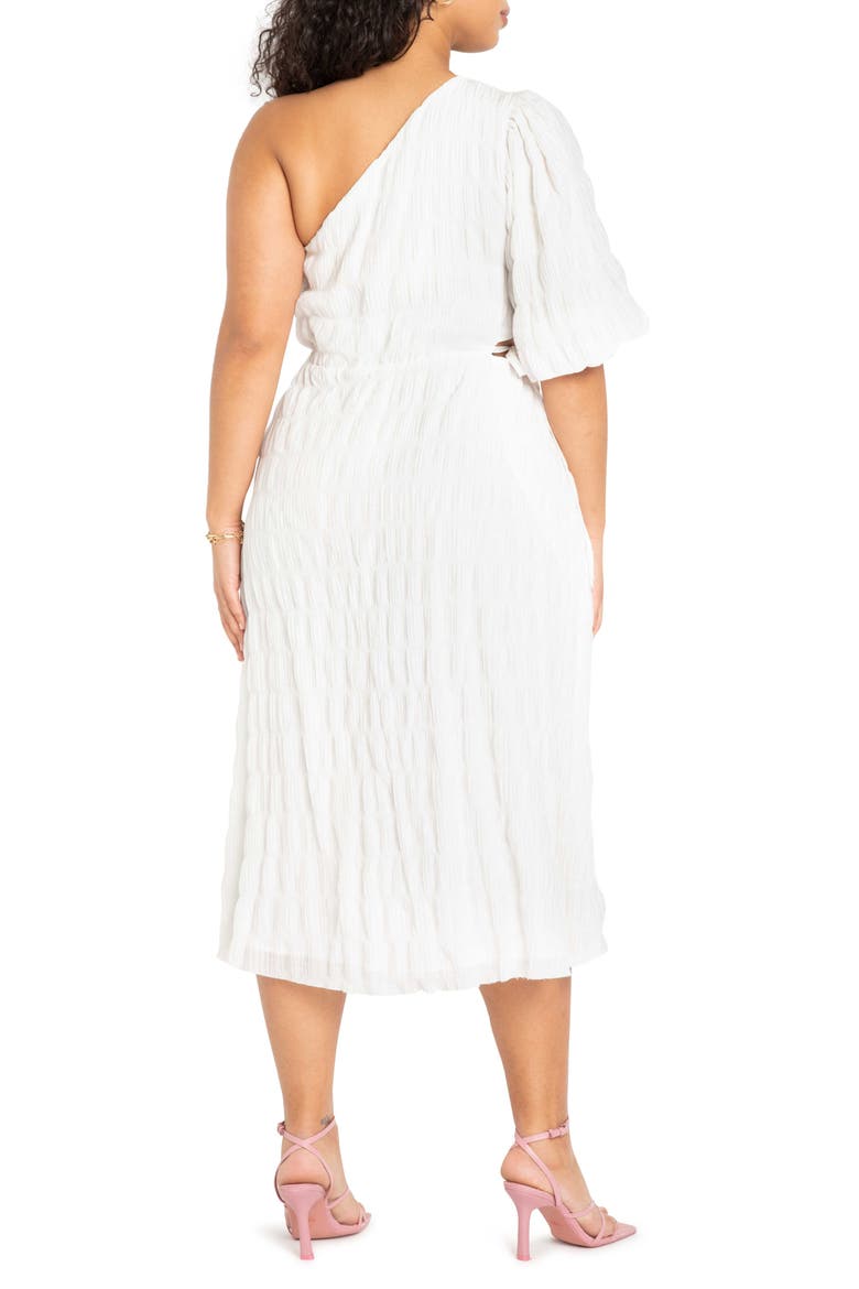 One-Shoulder Side Cutout Dress, Alternate, color, TRUE WHITE