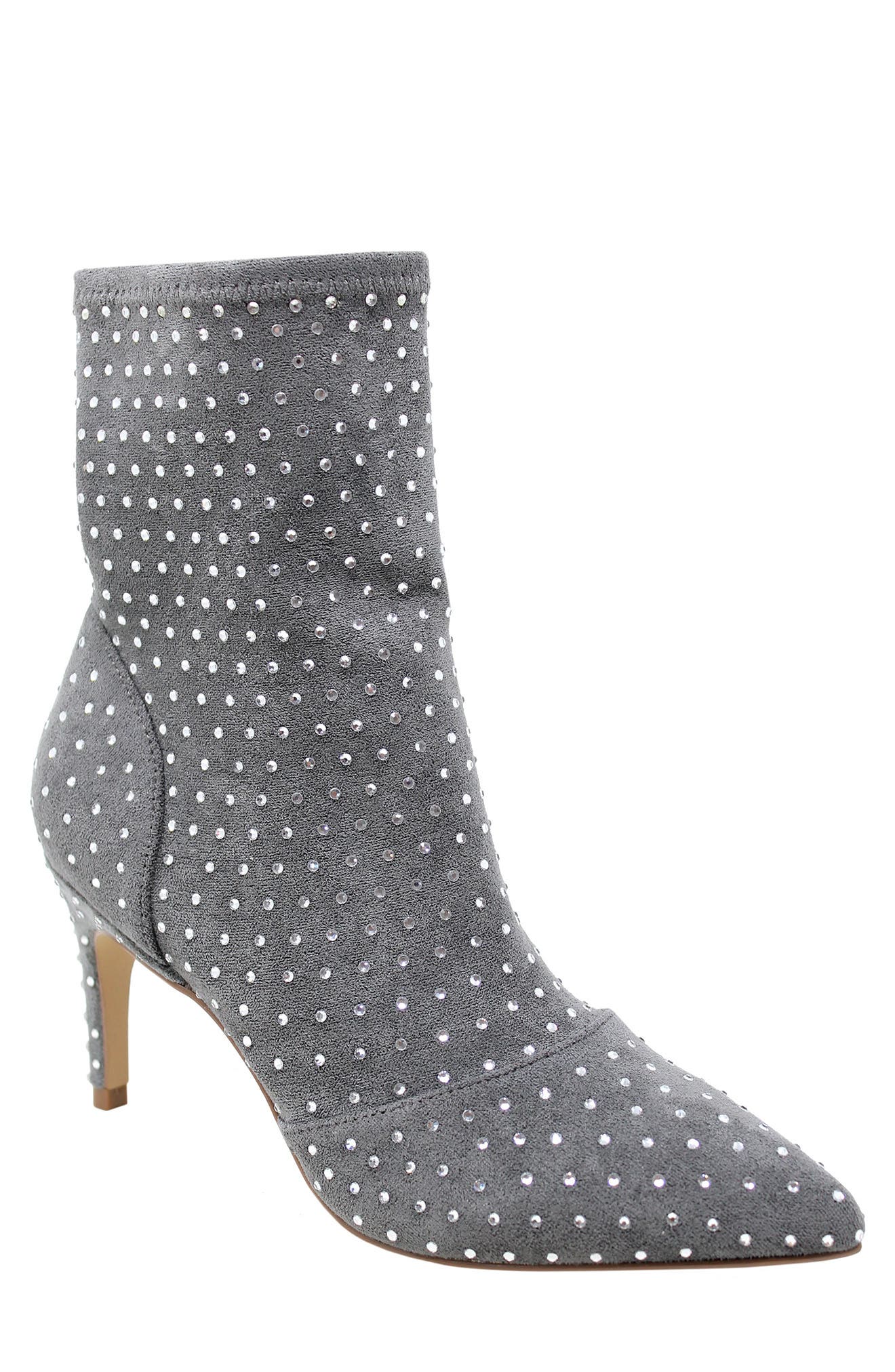 Rhinestone Personal Ankle Boot, Main, color, GREY SUEDE RHINESTONES