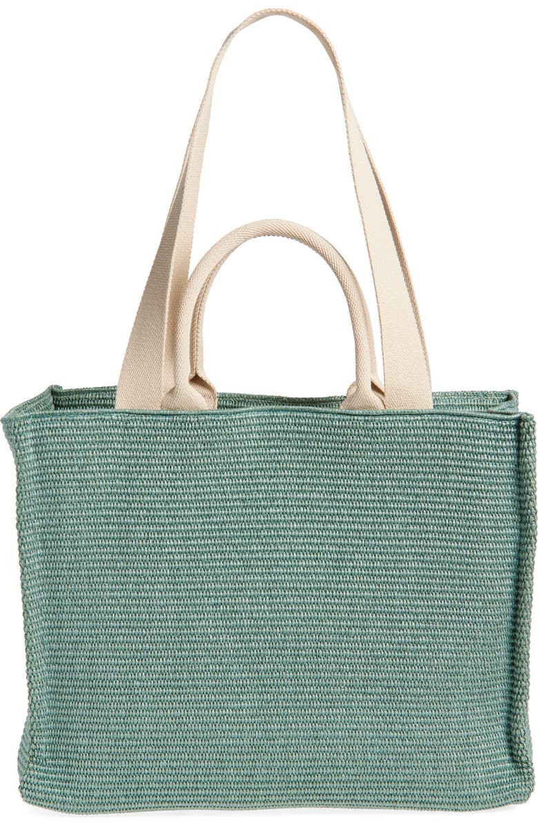 Marni Small Woven Tote Bag, Alternate, color, Sea/ Green
