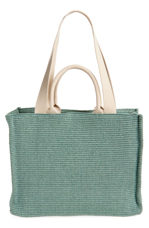 Marni Woven Logo Embroidered Small Tote Bag In Sea/green