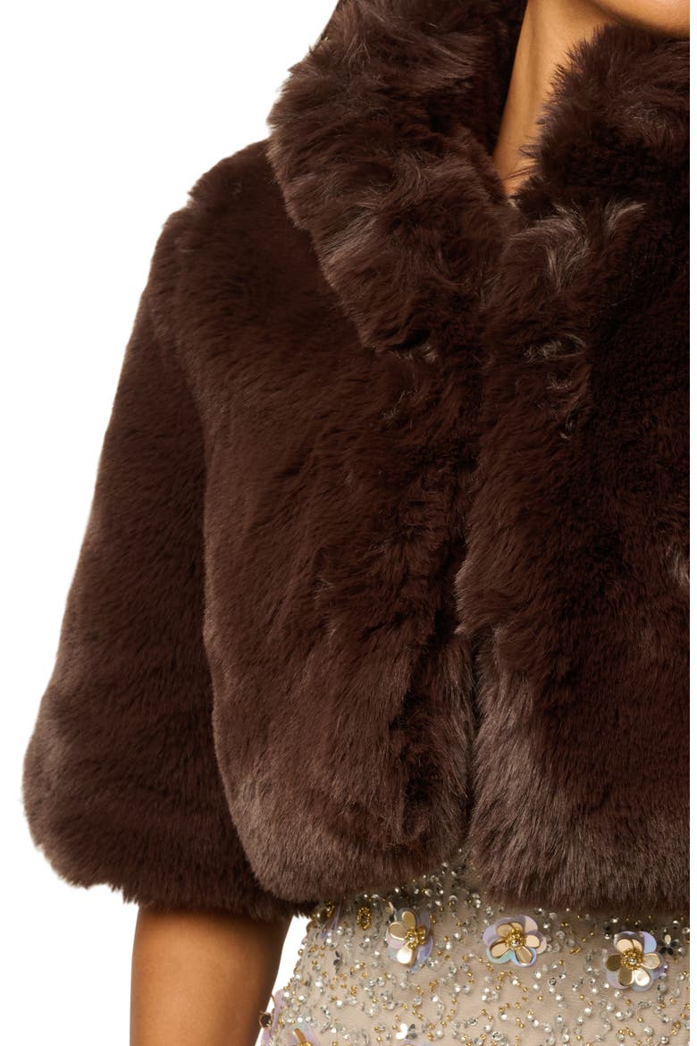Faux Fur Coverup Jacket, Alternate, color, DARK BROWN