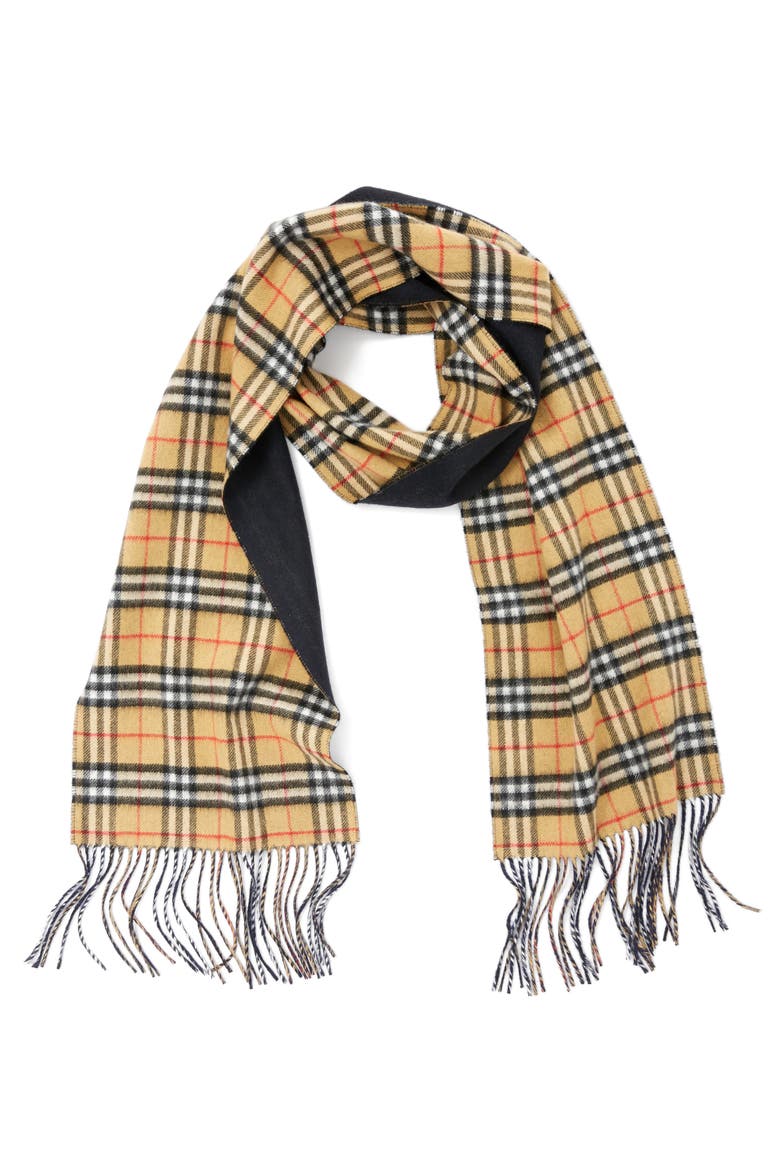 Reversible Vintage Check Cashmere Scarf, Alternate, color, BLUE CARBON
