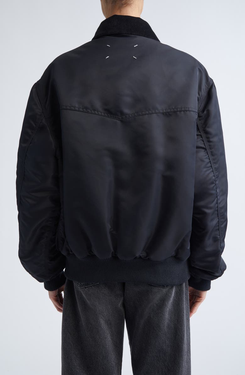 Maison Margiela Corduroy Collar Western Bomber Jacket, Alternate, color, Black