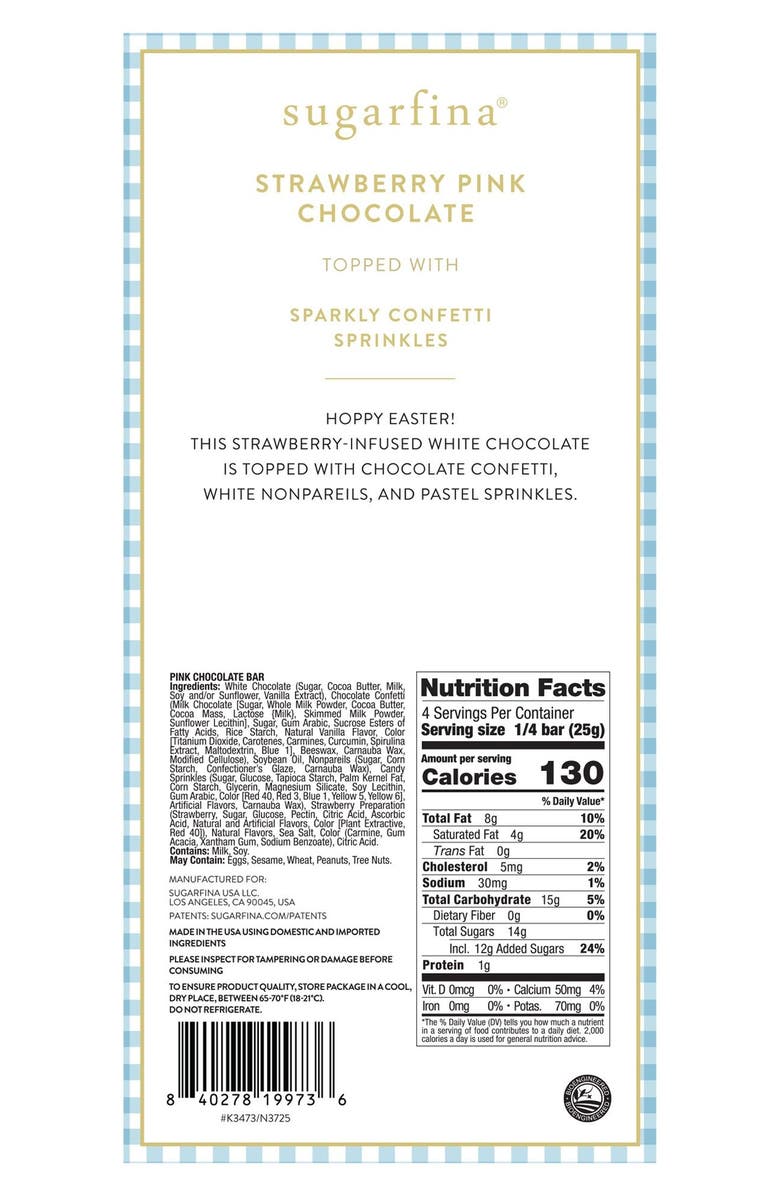 sugarfina Bunny Bark Set of 4 Pink Chocolate Bars, Alternate, color, 