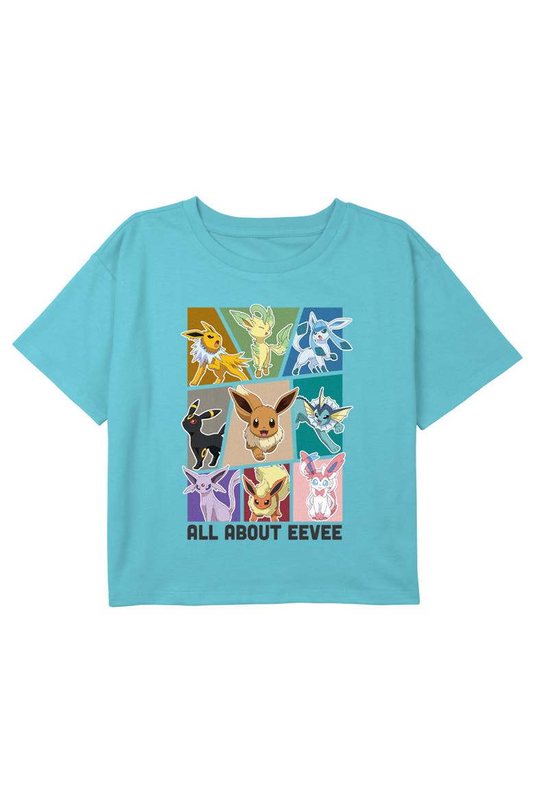 Girl's Pokemon All About Eeveelutions  Graphic T-Shirt, Main, color, Blue
