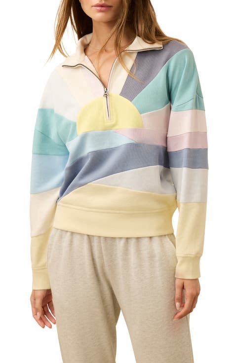 Soleil Quarter Zip Organic Cotton Terry Sweatshirt