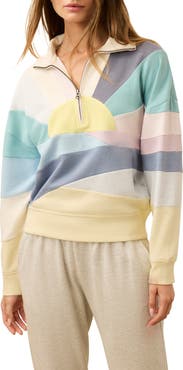 Faherty Soleil Quarter Zip Organic Cotton Terry Sweatshirt