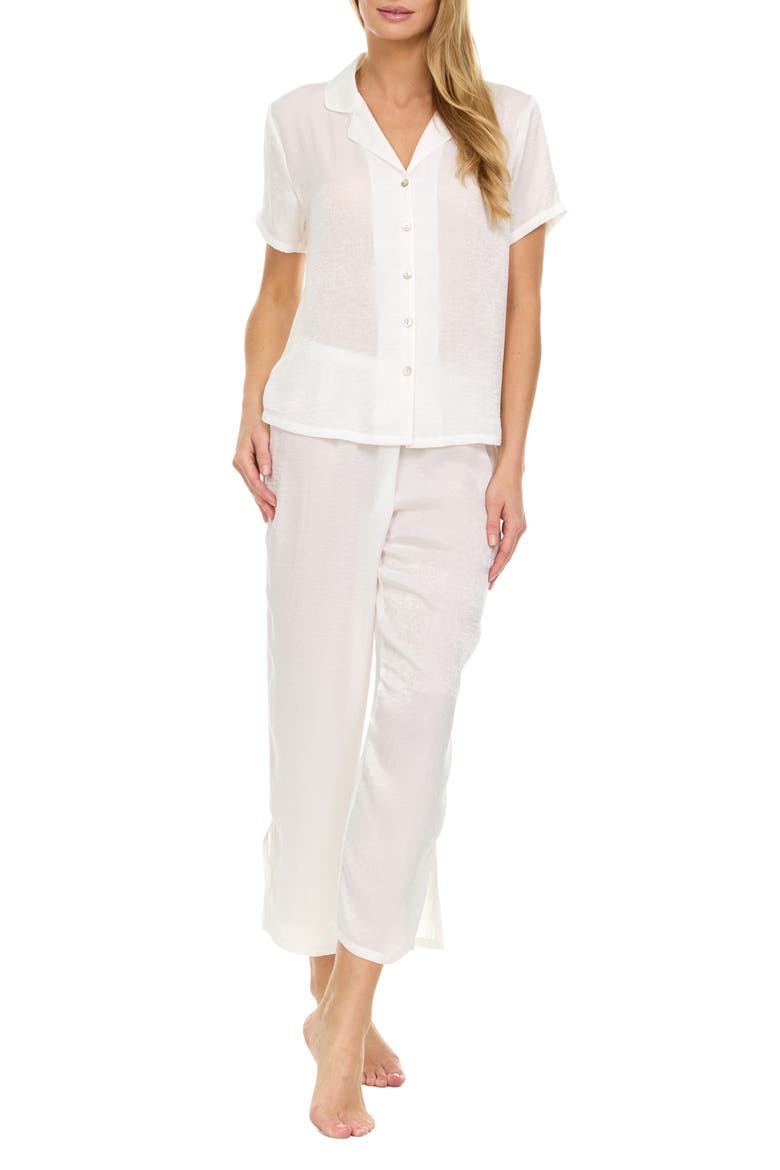 Laurena Sandwashed Charmeuse Capri Pajamas, Main, color, IVORY