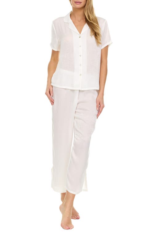 Flora Nikrooz Laurena Sandwashed Charmeuse Capri Pajamas In Ivory
