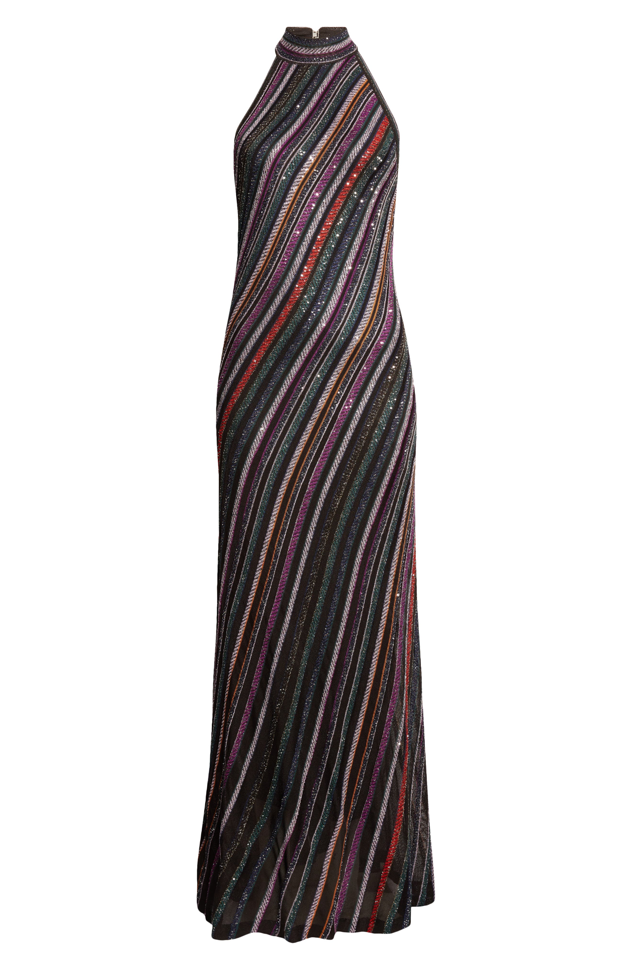 missoni metallic knit dress Metallic striped crochet-knit mini dress - gold
