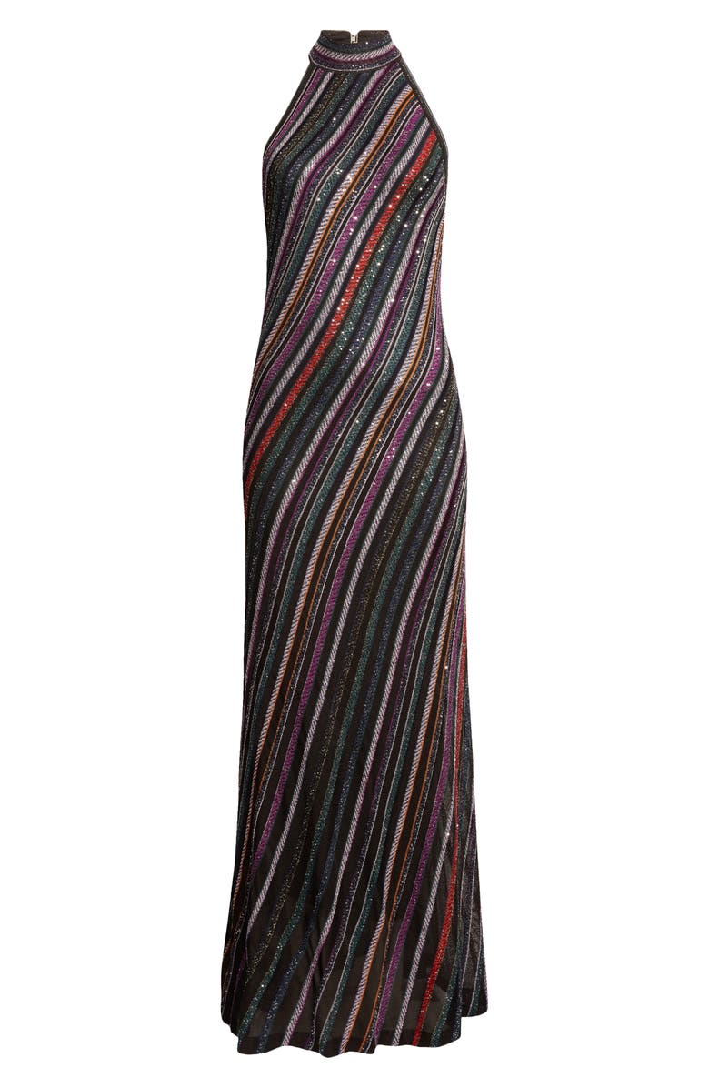 Missoni Sequin Stripe Metallic Knit Dress, Alternate, color, Purple Black Orange Multi