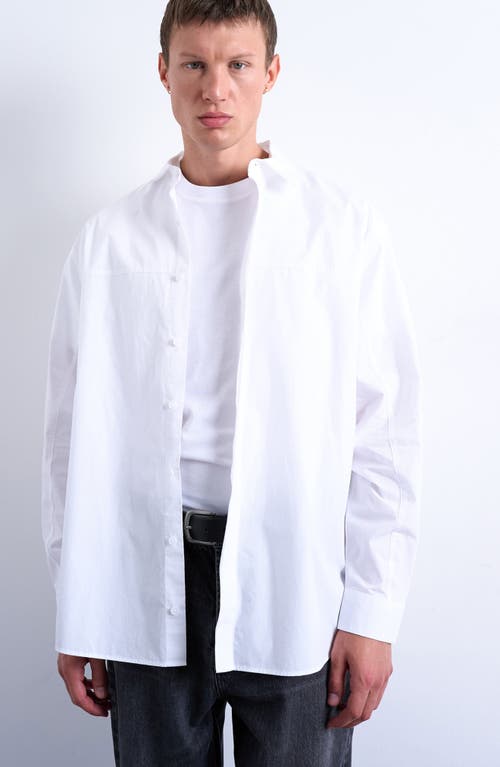 Topman Oversize Cotton Poplin Button-up Shirt In White