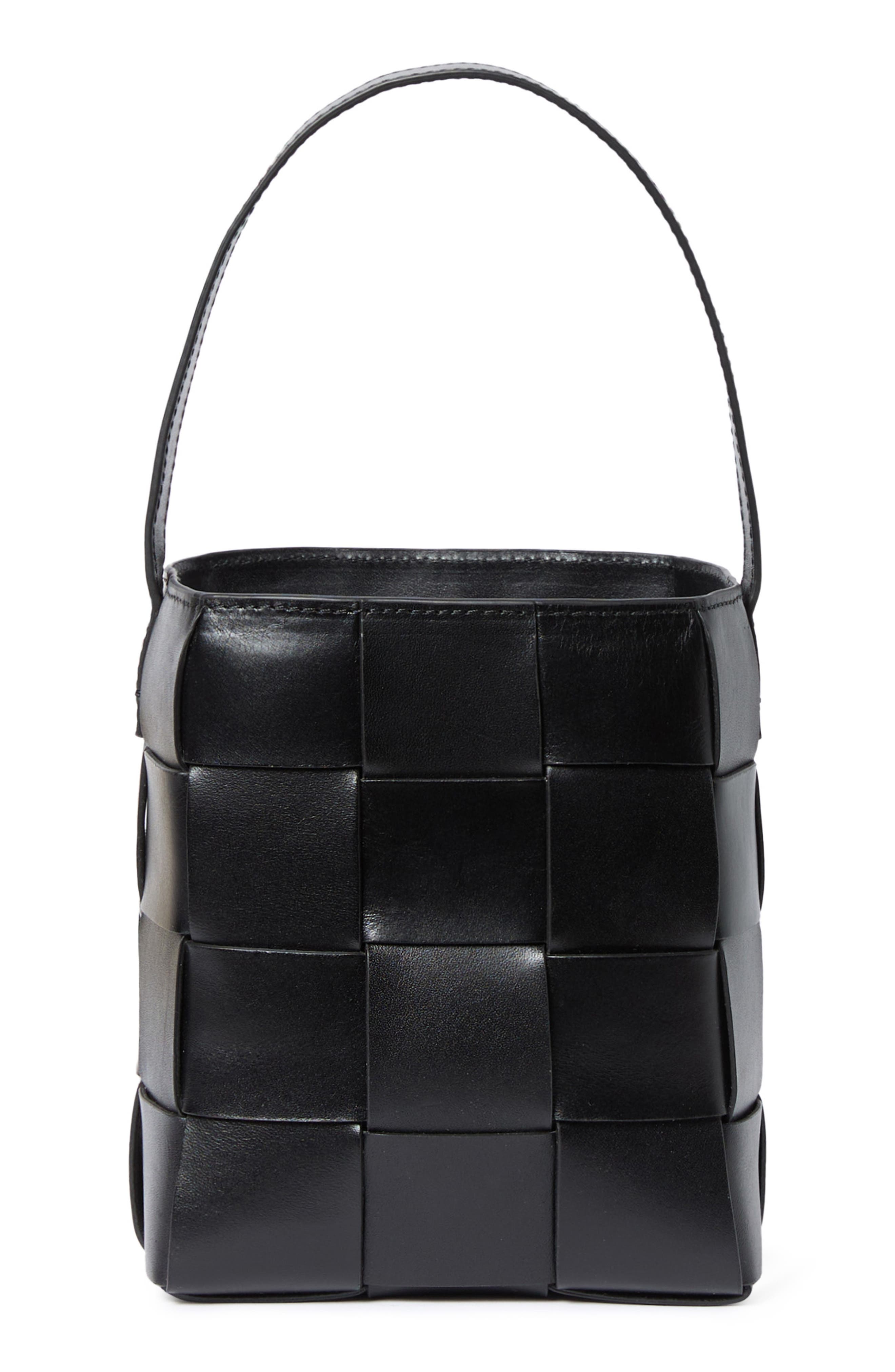 Loeffler Randall Laith Woven Leather Bucket Bag, Main, color, Black