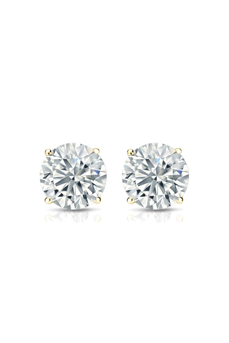 14k Yellow Gold Lab-Grown Round Diamond 4-Prong Stud Earrings, Alternate, color, 4 Carat Yellow Gold