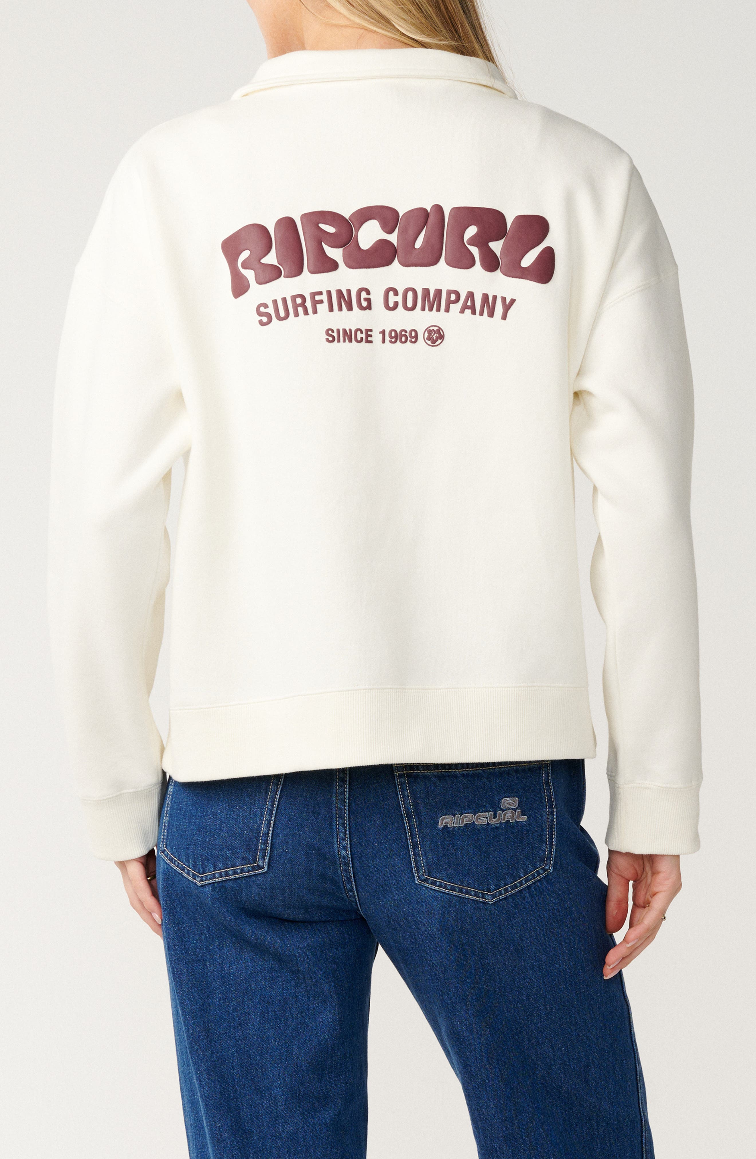 Rip Curl Surf Puff Logo Quarter Zip Sweatshirt (Women) | Nordstrom