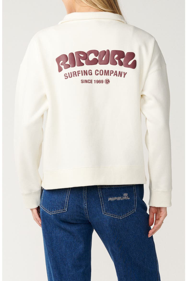 Surf Puff Logo Quarter Zip Sweatshirt, Alternate, color, BONE