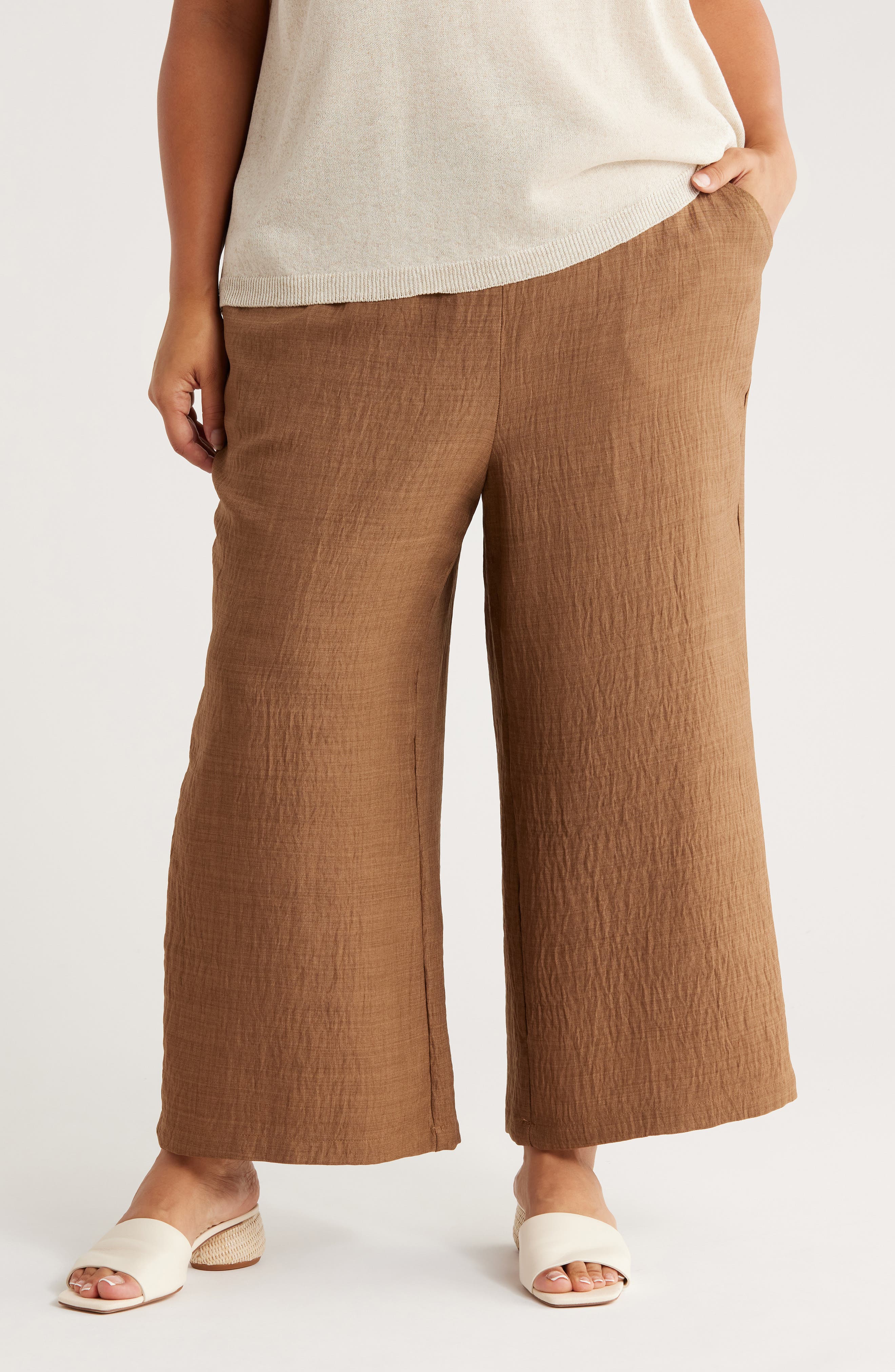 MAX STUDIO Textured Wide Leg Crop Pants