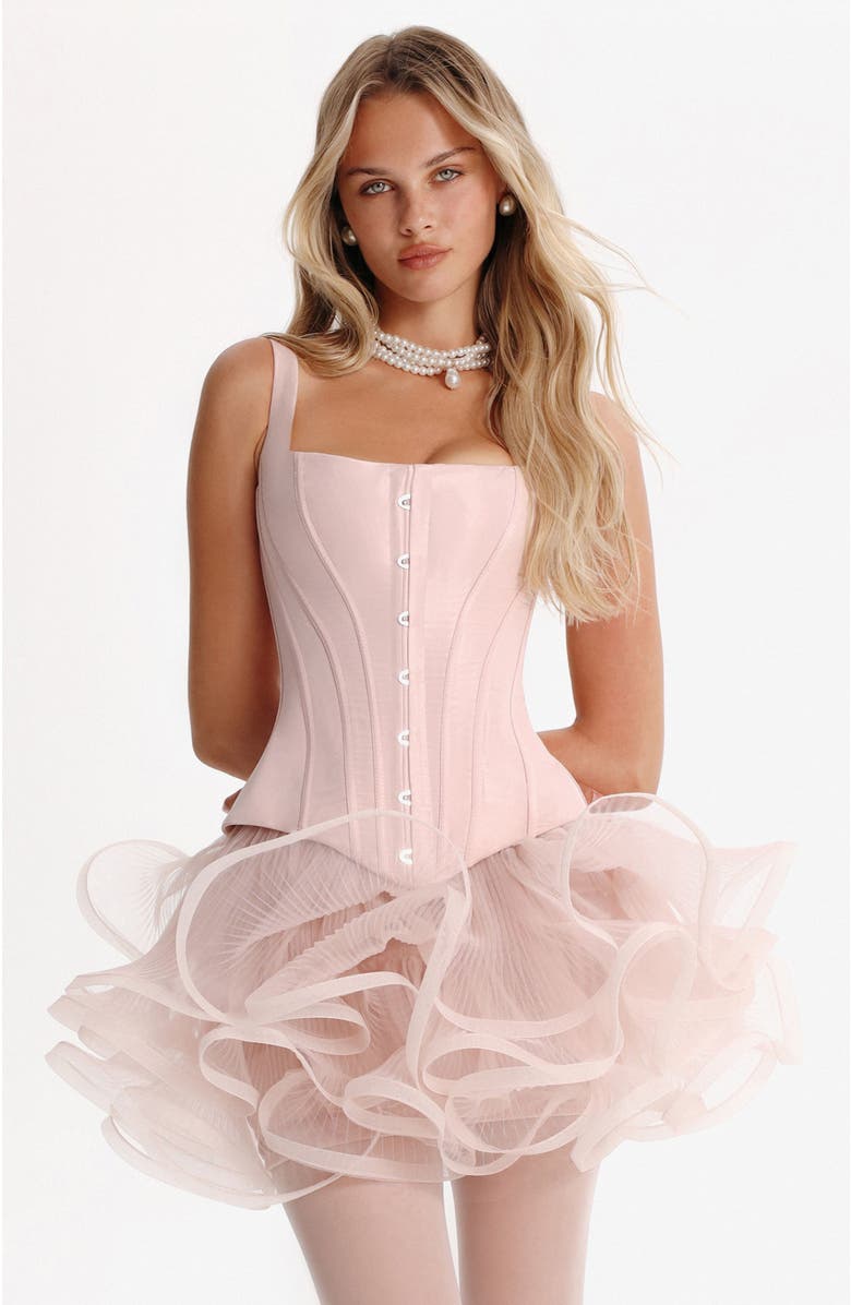 Milla Structured Low Waist Taffeta Corset in Pink for Cocktail Events, Main, color, Pink