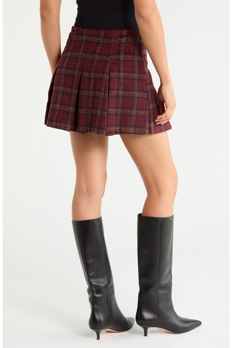 Pleated Plaid Flannel Miniskirt, Alternate, color, RED PLAID